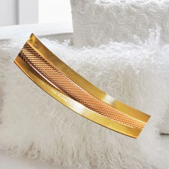 HOB, Asymmetric Mesh Bracelet, Stainless Steel, 18K Gold Overlay, Cuff  … - Picture 2 of 6